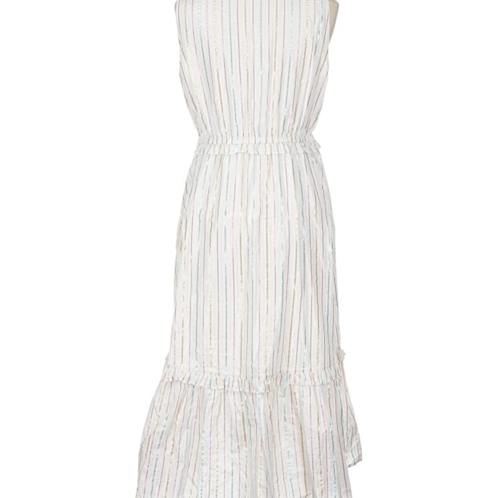 NWT J. Crew White Midi Dress with Subtle Stripes - Picture 3 of 6
